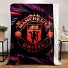 Mönstret har en Manchester United-logotyp med virvlande livfulla färger. för alla säsonger filt lunchpaus pläd present
