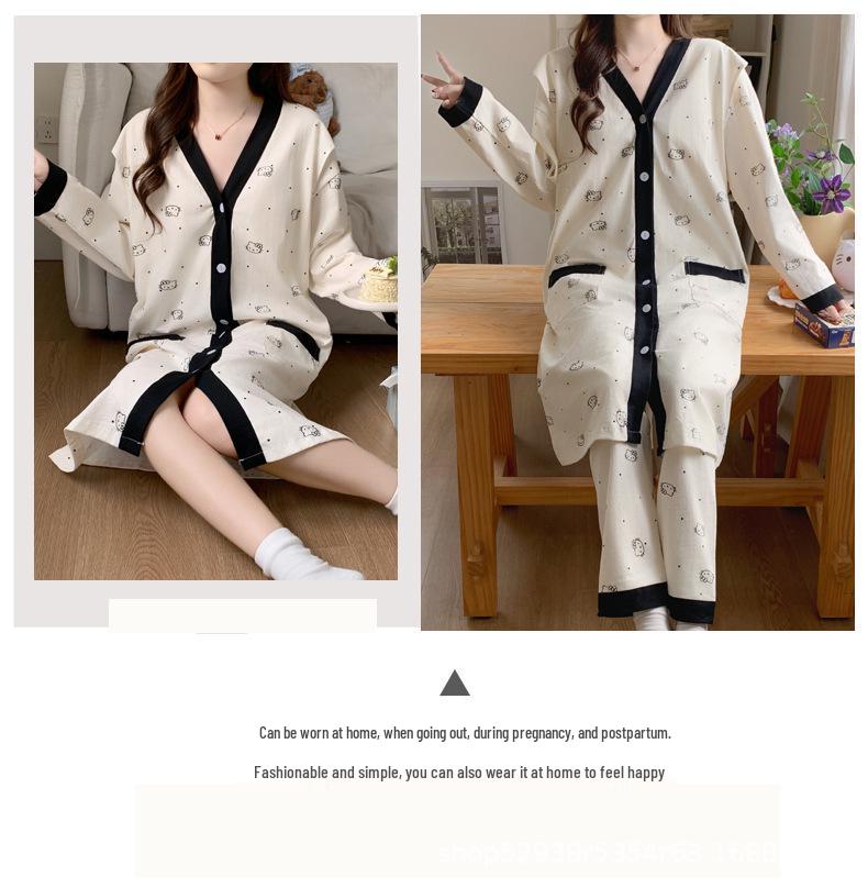 Breathable Maternity Nightgown with Built-in Bra for Labor, Breastfeeding, & Postpartum - Spring & Autumn Style