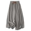 Summer new literary cotton and linen loose skirt pants casual nine-point linen wide-leg pants