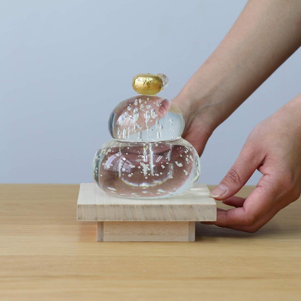 ADERIA Ornament Ikikobo x ADERIA Lucky Layered Kagami Mochi Gold Wooden Made in Japan Comes in a Cosmetic Box New Year New Year Decoration