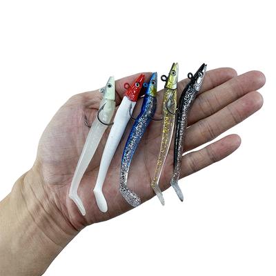 5 szt. 10g Główka Jigowa Przynęta z Miękkim Ogonem Szczupak Okoń Przynęta Wędkarska Bioniczny Węgorz Brzegowy Jigging Morze Jezioro Gra Łodzią Wymienny Wielokrotnego Użytku Haczyk