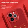IPhone 14 Pro Max Case, Full Coverage Ultra-Thin Leather Texture Shockproof Soft Case, New Year's Style, China Red