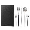 Hive Mind Nordic-Style Dishwasher-Safe Cutlery Assortment Set (5 Pieces): Spoon, Fork, Knife, Dessert Spoon, and Dessert Fork (Black and Silver)