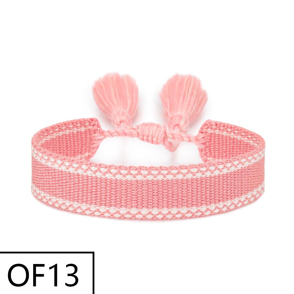 Embroiderable Polyester Cotton Letter Tassel Bracelet for Women – 1.5cm Woven Wristband