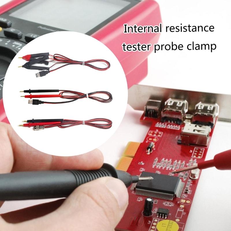 Precisions USB 4 Wire Kelvin Clip Battery Resistance Tester Probe  Plastic Battery Internal Resistance Test Clip 1-100