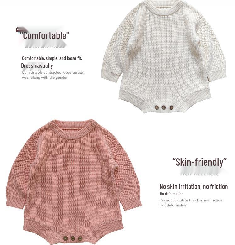 European and American Cotton Baby Romper - Free Shipping, Autumn/Winter, Snap Crotch Sweater