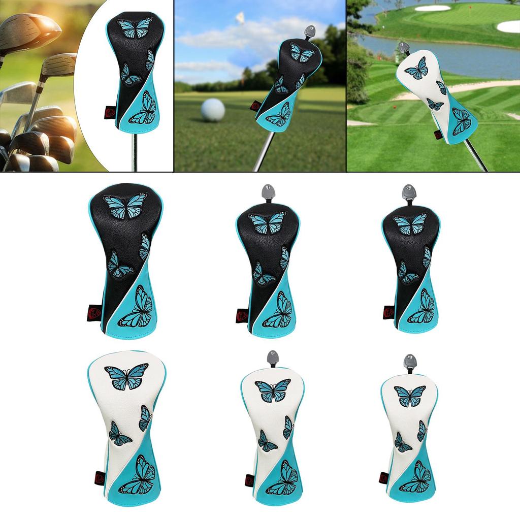 Golf Wood Headcover Protector Wear Resistant Butterfly Pattern PU Club Head