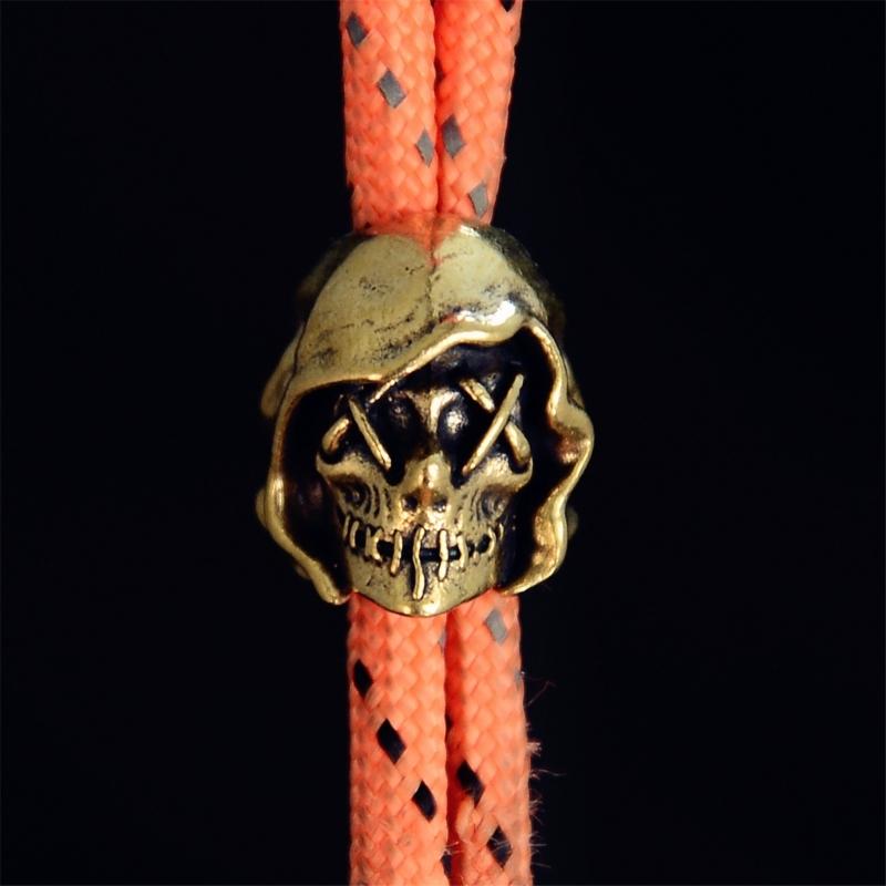 Skull Lanyard Bead Charm Vintage Cast Copper Alloy Pendant for Keychain Carry Paracord Setup and Backpack Zipper Accent