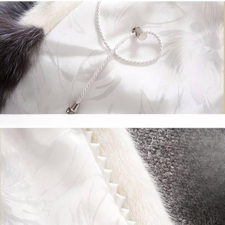 Höst och Vinter Plus Size Pälsrock Rock Dam Mellanlång Minkhår Rävpäls Krage Imitationspäls Damrock