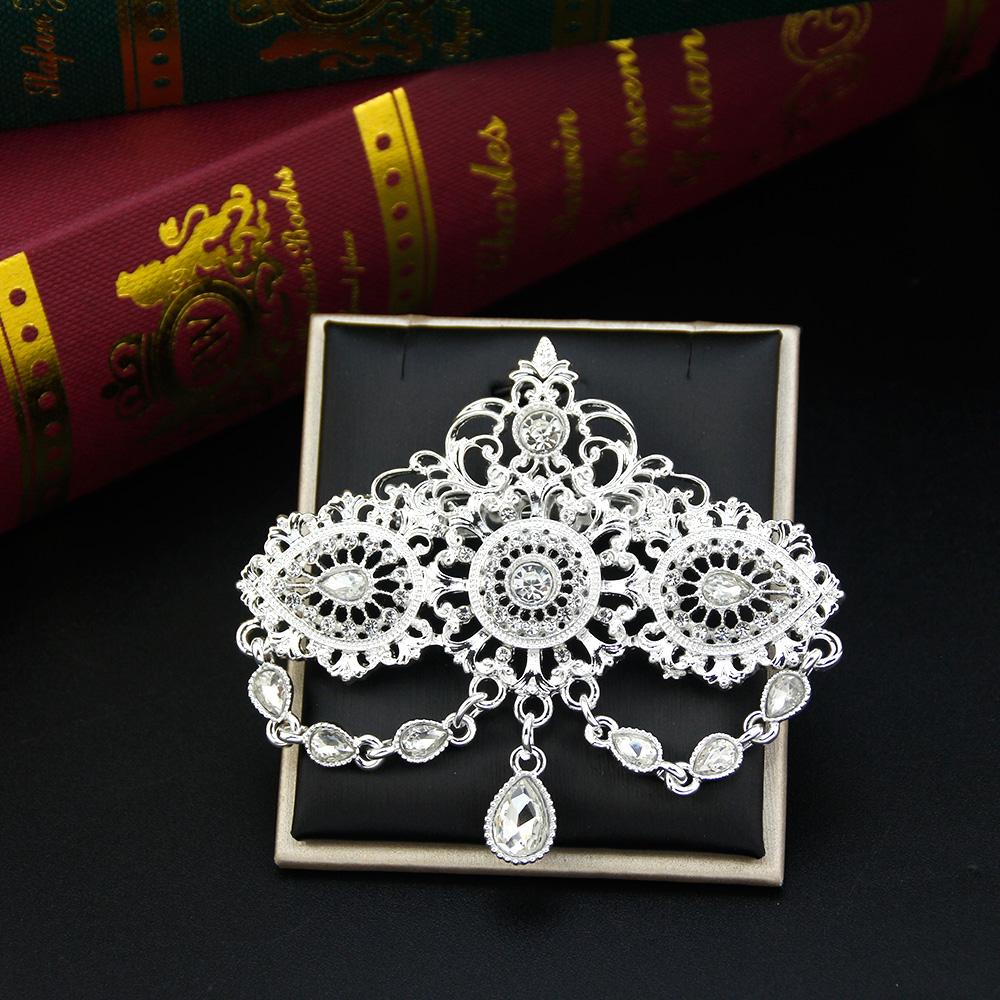 

Цветная хрустальная брошь, женская подвеска золотого цвета, чешская свадебная ювелирная брошь серебряный