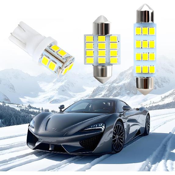 24PCS Car LED Dome Interior Bulb Light Kit, T10 31mm 41mm Bulb Vehicle Light Replacement Kit, Automotive Interior Map License Plate Trunk Light Set,