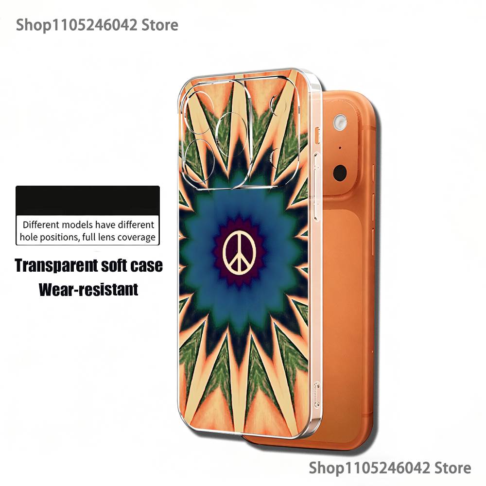 

Peace and Love Phone Case For iPhone 17,16,15,14,13,12,11 Pro,Max,Plus,X,XS,XR,SE4,E Mini Transparent Soft Cover iPhone16pro
