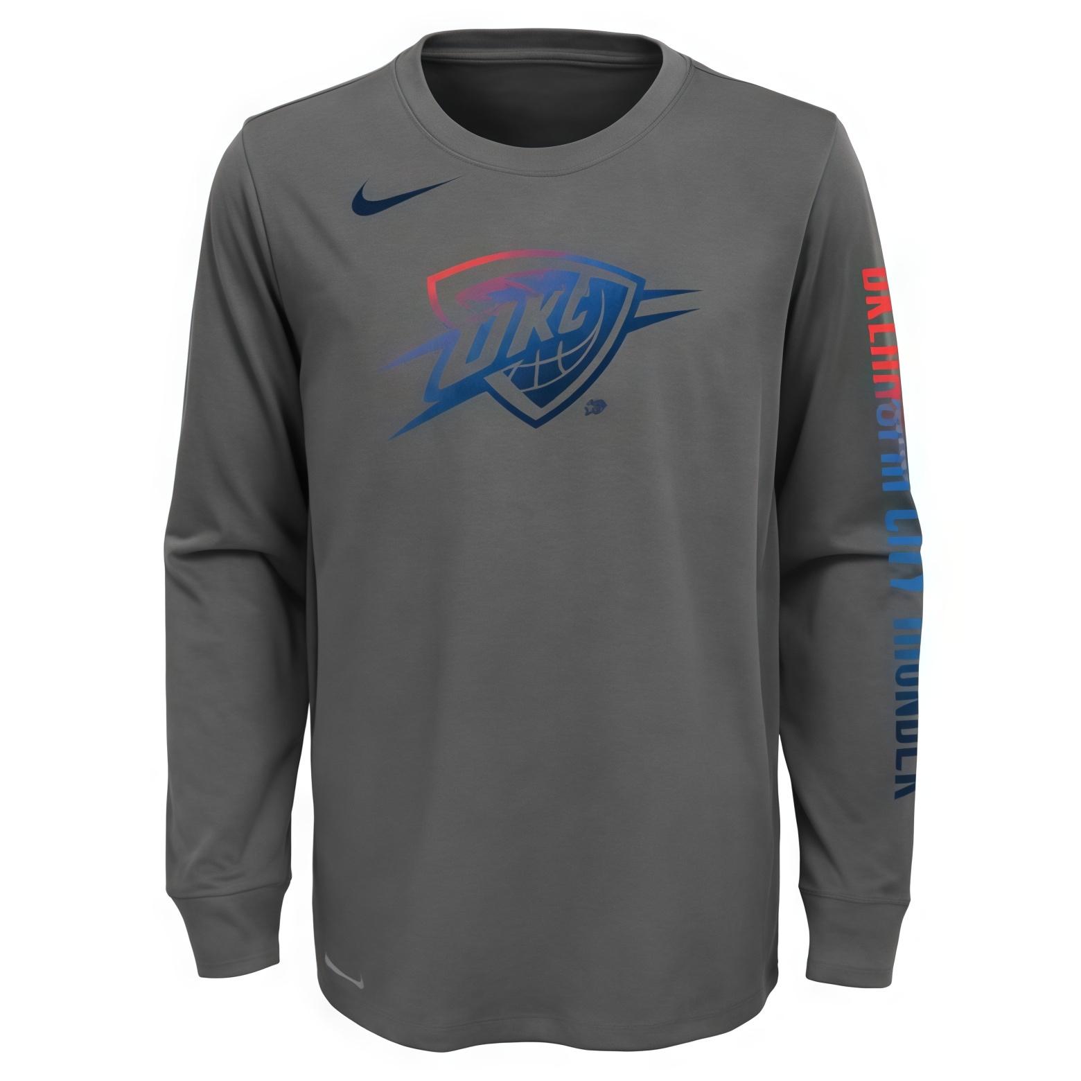 

Nike NBA Collaboration T-Shirt Thunder Team Training Long Sleeve Kids Tops Gray 3Z2B7BAYW-THU S