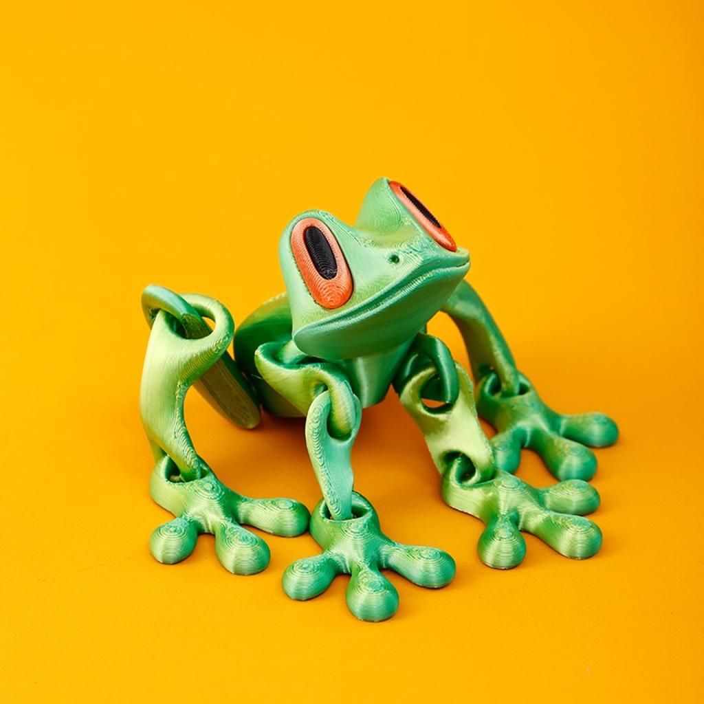 3D Printed Magnetic Frog Refrigerator Magnet - Articulated, Movable Glow In The Dark Toy Ornament