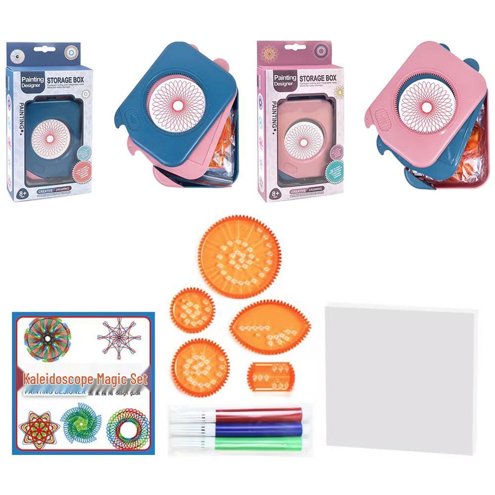 Children's Versatile Kaleidoscope Art Set: Drawing Rulers & Magic Storage