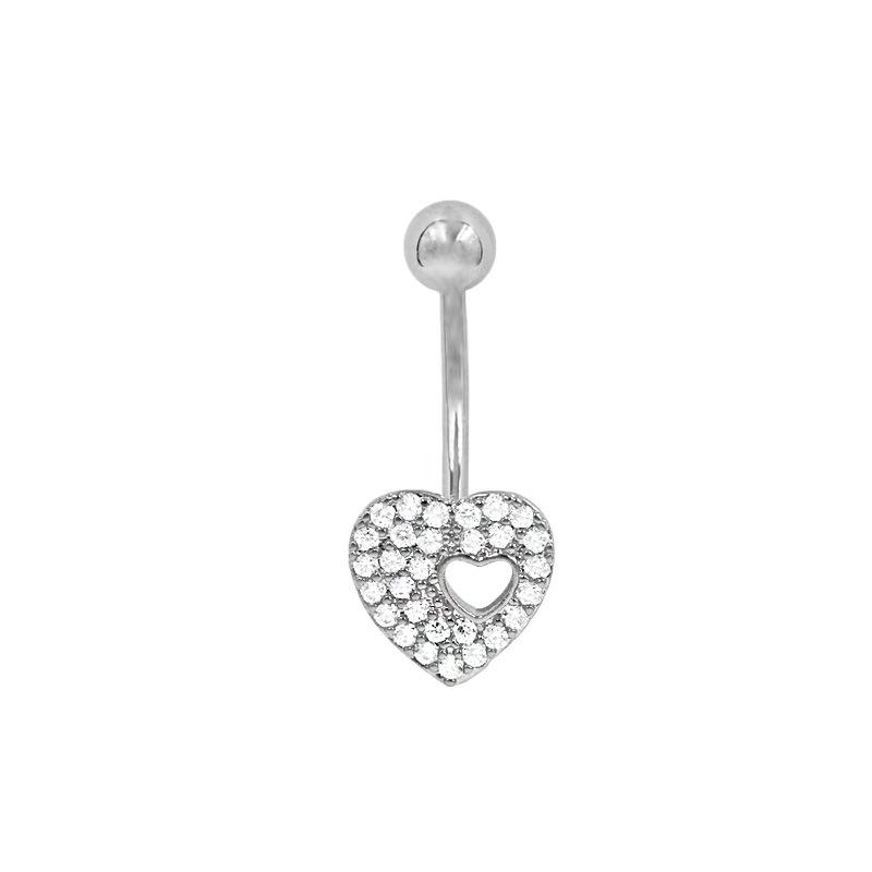 Gaibei Zircon Butterfly and Bird Navel Ring with Hollow Heart