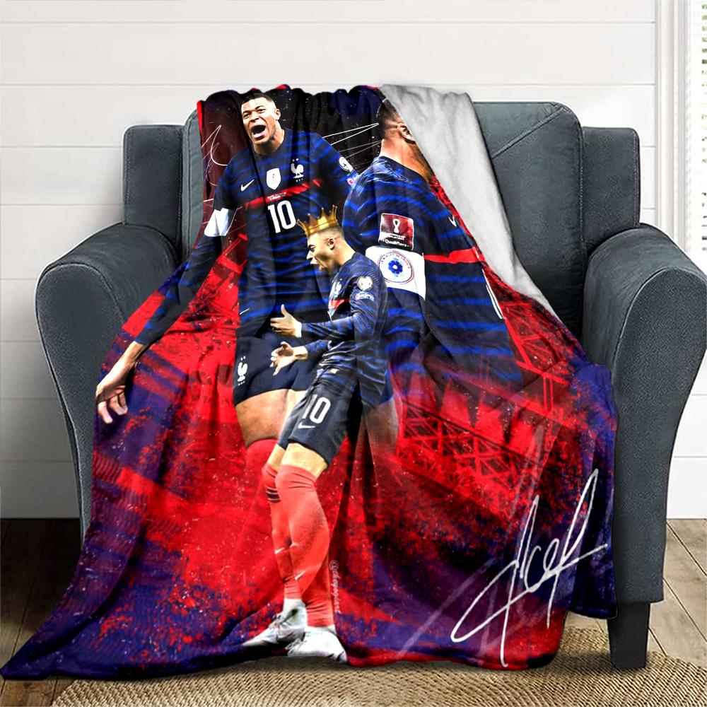 Star Player Kylian Mbappé Blanket Soft Warm Cozy Great for Livingroom Chair Bedding Four Seasons Multipurpose Stylish Decor