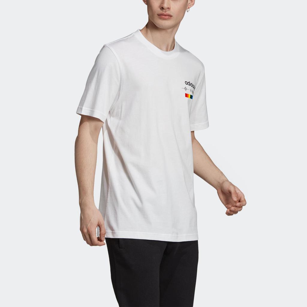 Adidas Originals Spectrum Tee Round Neck Casual Sports Letter Short Sleeve Men Tops White EI6215