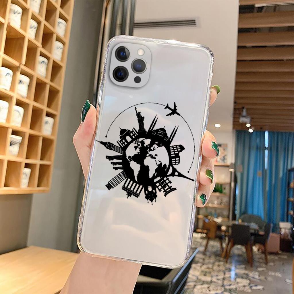 

World Map Travel Couple Phone Cover For iPhone 15 14 13 12 11 Pro Max Mini XS XR X 7 8 Plus Cover Shell Silicone Paired Fundas iPhone 7 8 SE