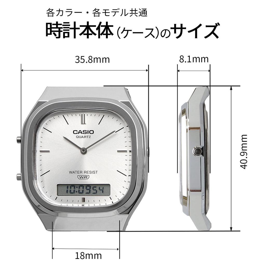 CASIO Quartz Watch Edgy Collection Unisex Dual Time Silver Analog-Digital 240E-7A