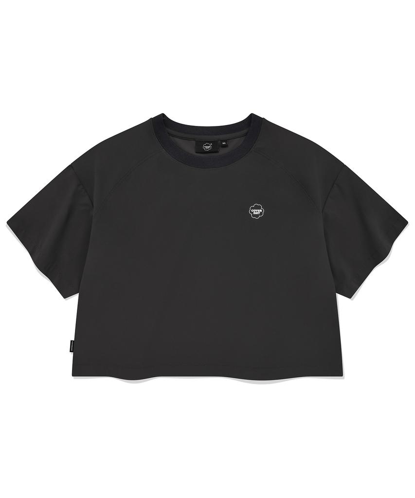 COVERNAT WOMAN Comfort String Crop T-Shirt Charcoal