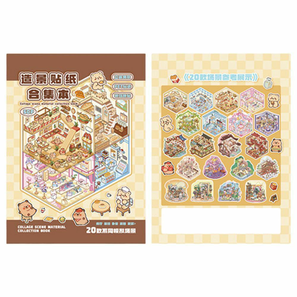Capybara Landscape Sticker Book Cartoon Miniature Scene Scrapbook Kit  Kid Toy