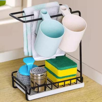 Removable Drip Tray Kitchen Dishcloth Storage Rack Space-Saving Wall Mount Sink Sponge Rack Multi-functional Dish Drying Rack