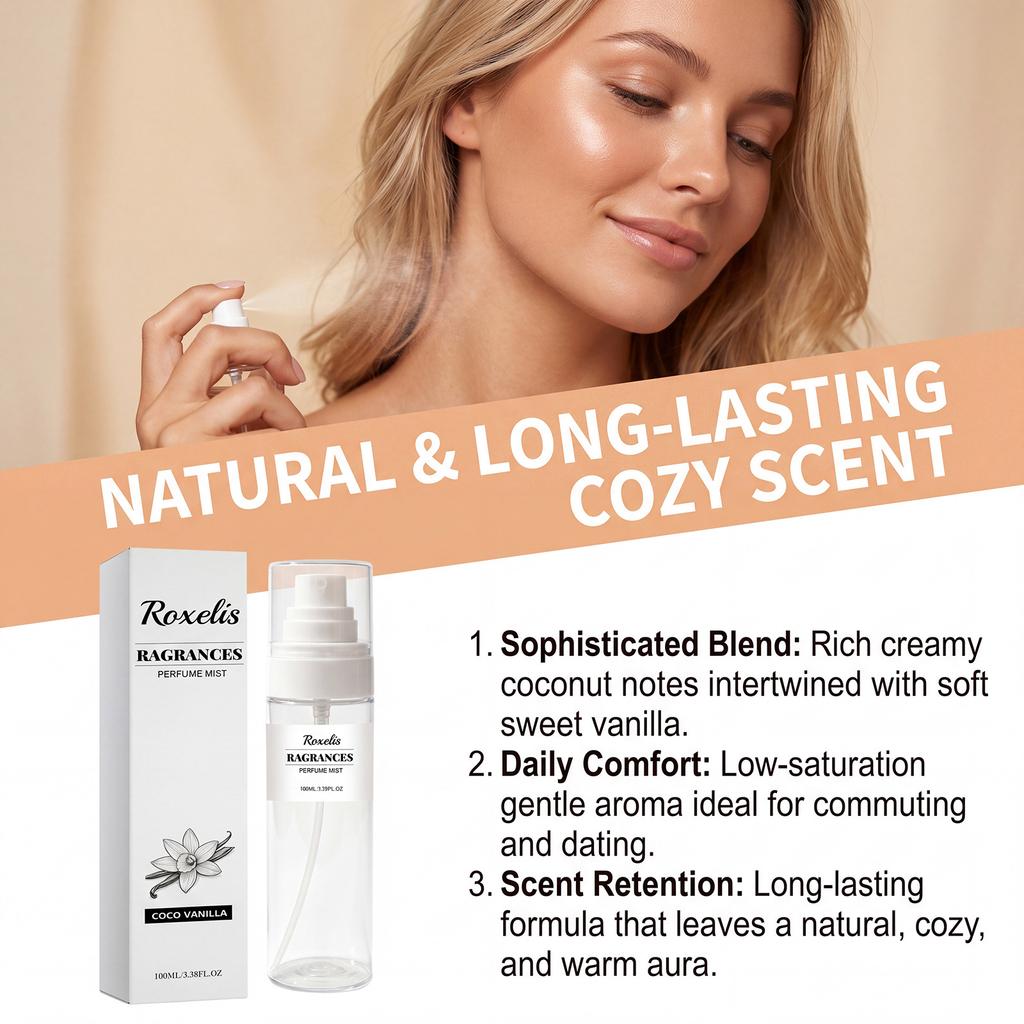 Coconut Vanilla Fragrance Mist Sweet Warm Fruity Scent Fresh Elegant Aroma Portable Perfume 100ml