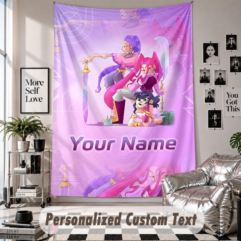 Custom Tapestry Wall Hanging, Kpop Demon Hunters Personalized Name Text Home Wall Decor