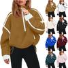 Women's Color Semi High Neck Sweatshirt, Casual Zipper Loose Top Sweatshirt