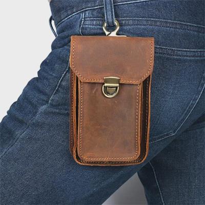 Gürteltasche aus echtem Leder für Herren – Handyholster aus Crazy Horse-Rindsleder für den Einsatz im Freien und auf Baustellen