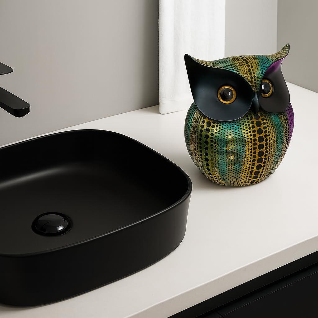 Modern Classy Lucky Owl Resin Art Figure Showpiece -(Pack of 1,Multicolor)