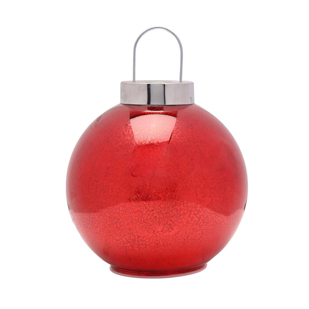 Red Mercury Glass LED Fairy Light Bauble Ornament - 20cm