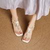 Fashion NEW Summer Women Sandals Split Leather Shoes for Women Open Toe Low Heel Shoes Retro Rivet Tassel Sandals Buckle Strap Flip-flop