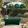 6 Ft Stretch Fitted Tablecloth Elastic Tablecloth With Leg Pockets Festive Table Decorations (dark Green)