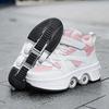 Women's High Top 4 Wheel Speed Roller Shoes Unisex Automatic Pop-up Sneakers With Wheels Dual-purpose Skating Casual Shoes