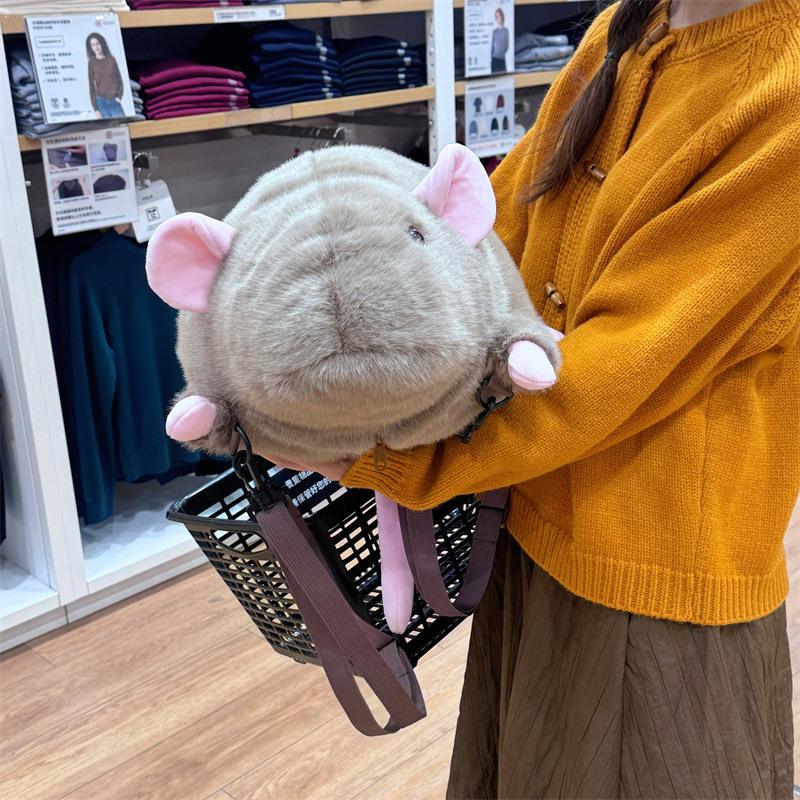Cute Rat Backpack Plush Toy Grey Brown Mouse Bag Plush Doll Soft Stuffed Animal Toy Birthday Gift Xmas Gift