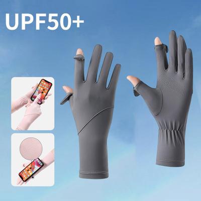Sonnenschutzhandschuhe, Ultra-dünne Vollfinger-Fahrhandschuhe, Rutschfeste Handfläche, Eisseiden-UV-Schutzhandschuhe für Damen, Radfahren, Wandern