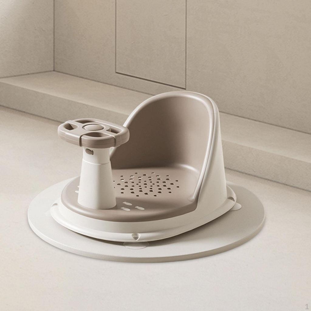 Baby Bath Seat Support Chair Stability with Suction Cups Sit up Bathing khaki