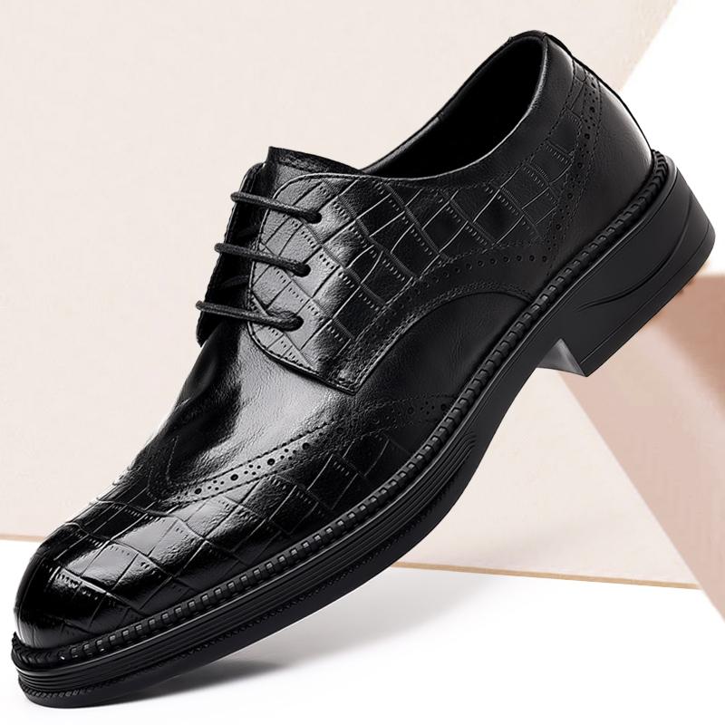 Fashion British Style Mens Oxford Shoes Thick Sole Casual Versatile Leather Shoes Classic Comfortable Lace Up Men Non Slip Leather Shoes