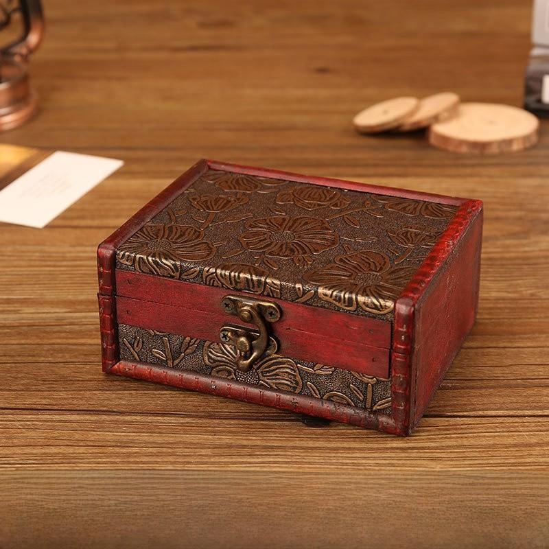 Wooden Vintage Style Box With Lock For Organizing Jewelry Decoration Accessories