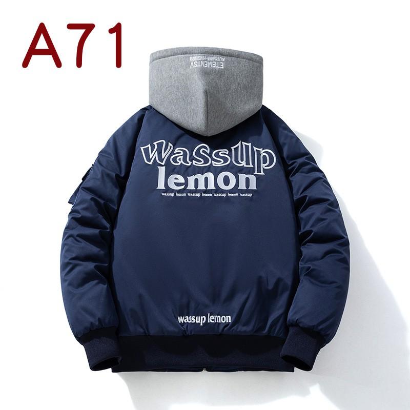 Mens Thickened Hooded Bomber Jacket With Letter Embroidery Streetwear Casual Winter Outerwear