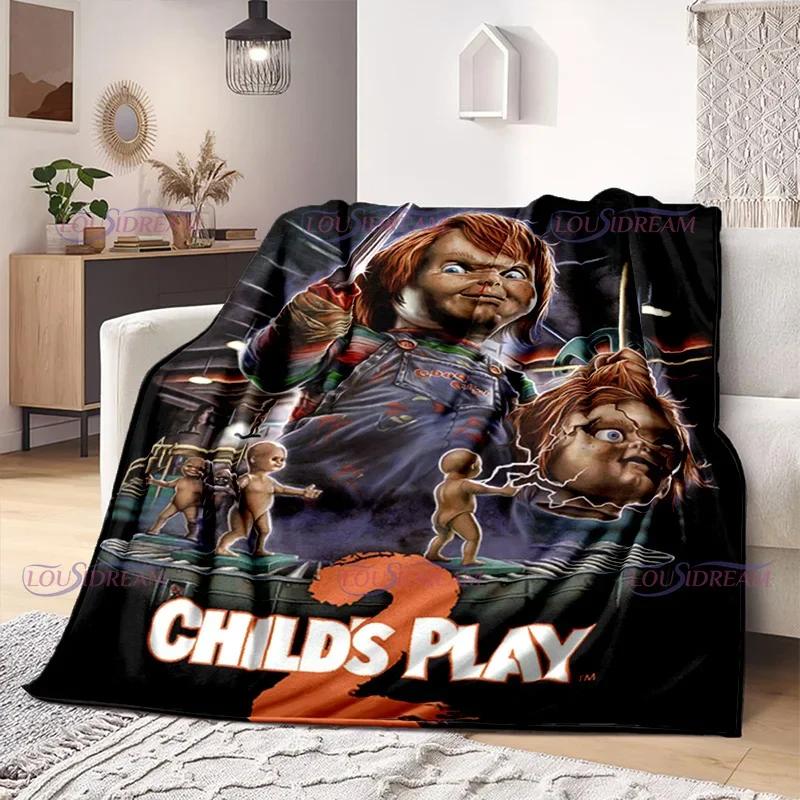 Watching Horror Stimulate Movie Blanket Child Play Character Chucky Blanket Home Couch Warm Bedspreads Soft Flannel Blanket