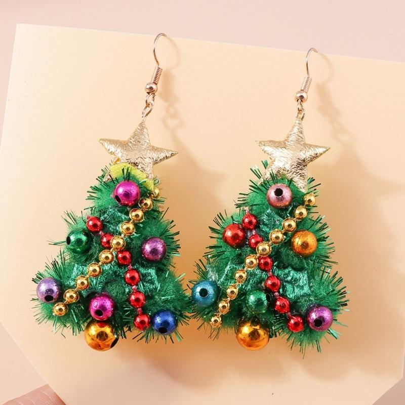 Fashion Christmas Tree Pendant Earrings Unique Charm Dangle Earrings Alloy Jewelry Birthday Gift for Women Girls