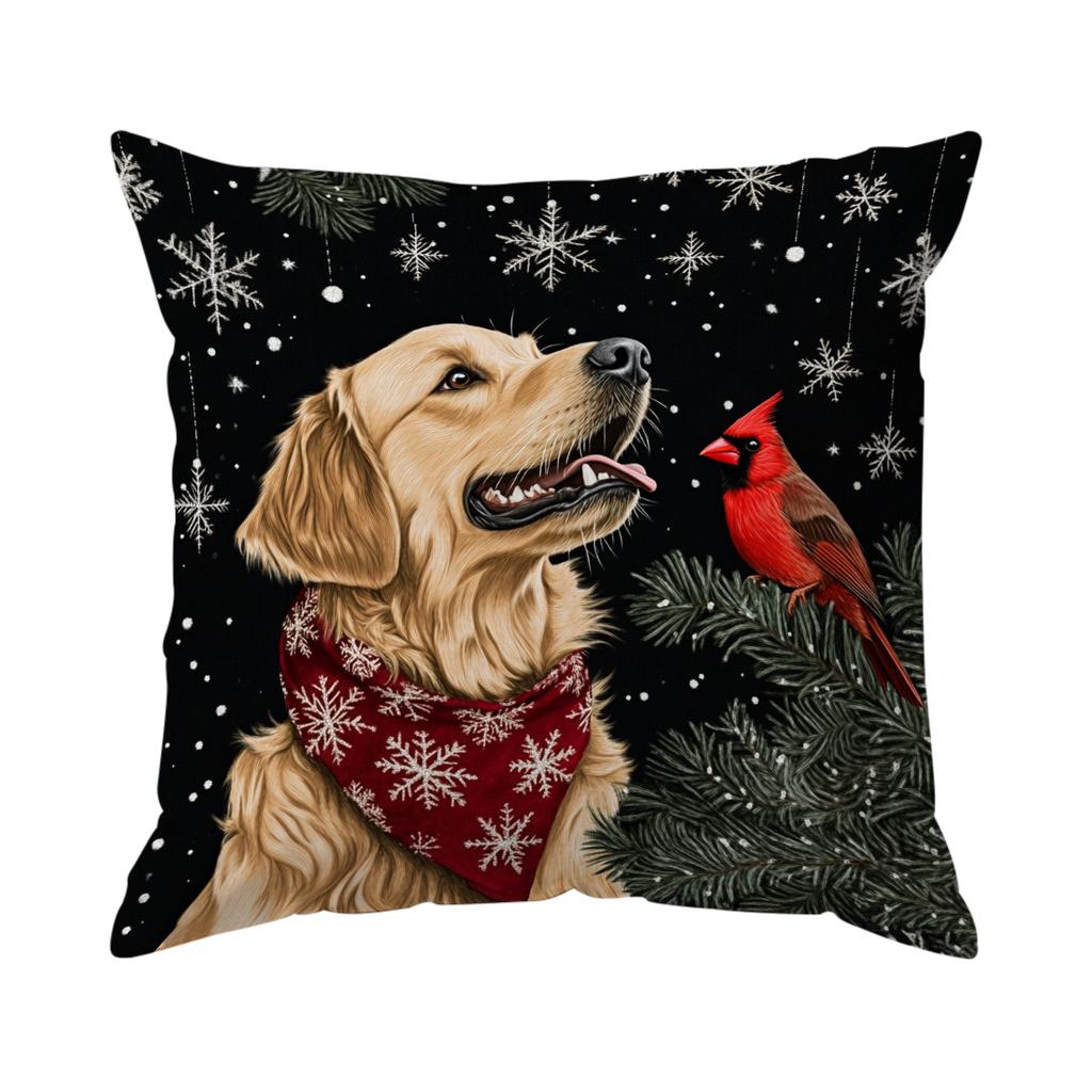 45X45Cm Labrador Retriever Christmas Tree Pillowcase Bedroom Cushion Cover Polyester Living Room Cushion Pillowcase Home Decor