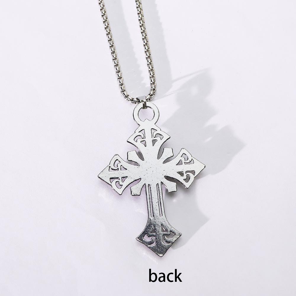 Hip Hop Style Personalized Cross Pendant Necklace - Retro European & American Versatile Sweater Chain