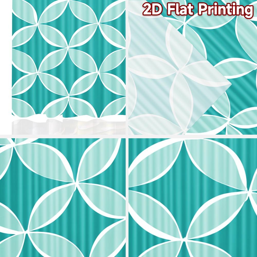 Set Of 2 Flat Printing Curtains Without Rod Geometric Blue White Design Saint Patrick Is Day Festival Chic Print Curtain Polyester