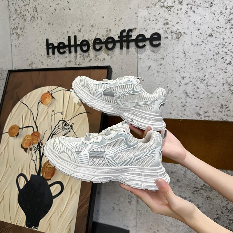 Double Net Lightweight Sports Shoes Casual Running Shoes Female Students Thick-soled Heightening Casual Shoes Female Dad Shoes