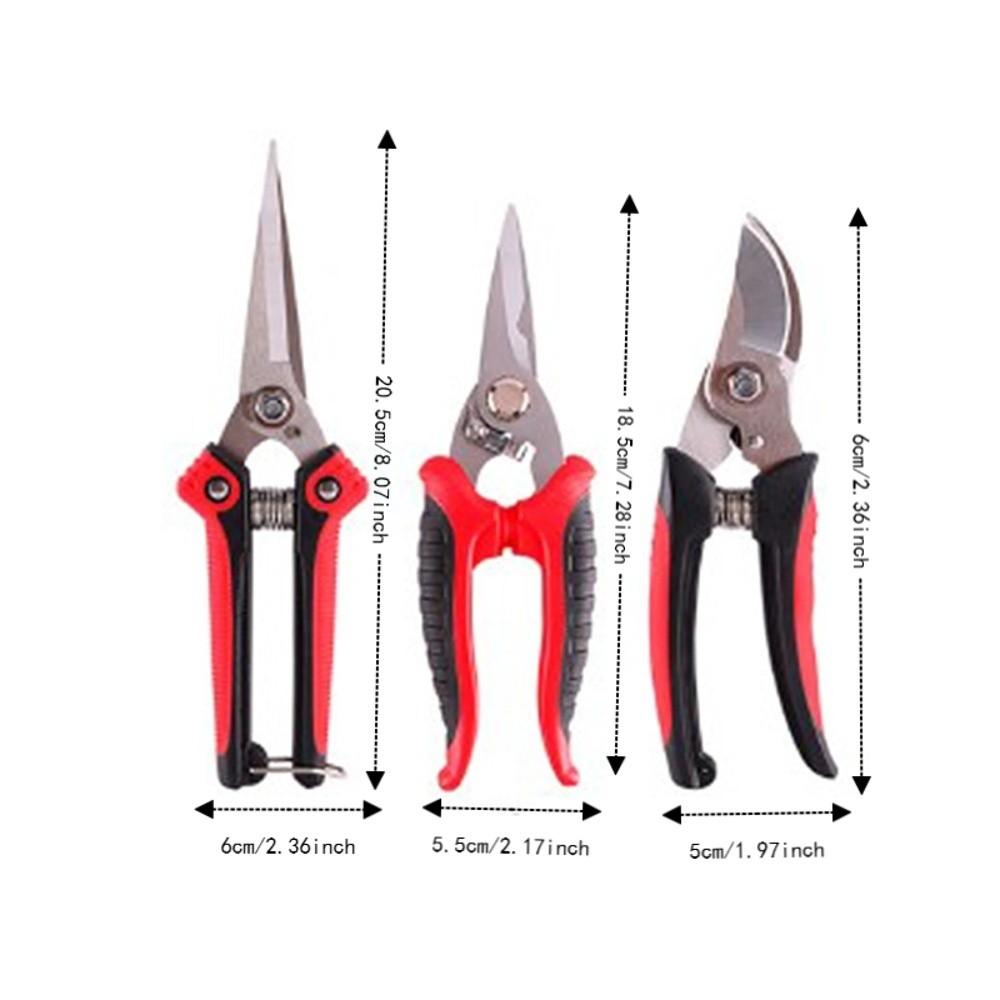 Silver and Red Pruning Shears Set Heavy Duty Bypass Pruners Professional Flower Shears