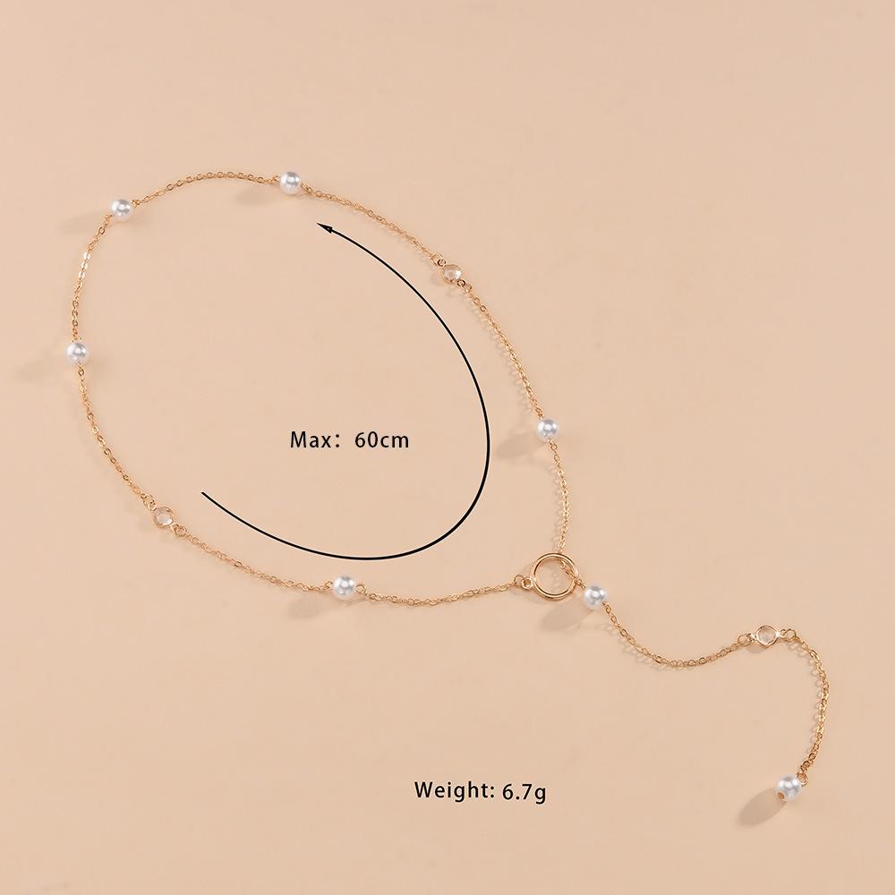 Imitation pearl necklace elegant temperament round iron ring pendant collarbone chain neck chain accessories
